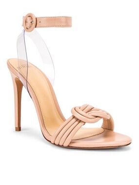 Alexandre Birman Beige Knotted Leather Stiletto Sandals